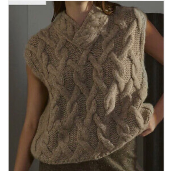 LUNYA BNWT Lofty Wool Cable Knit Sweater Vest in Nod Grey Size L/XL - Picture 5 of 11